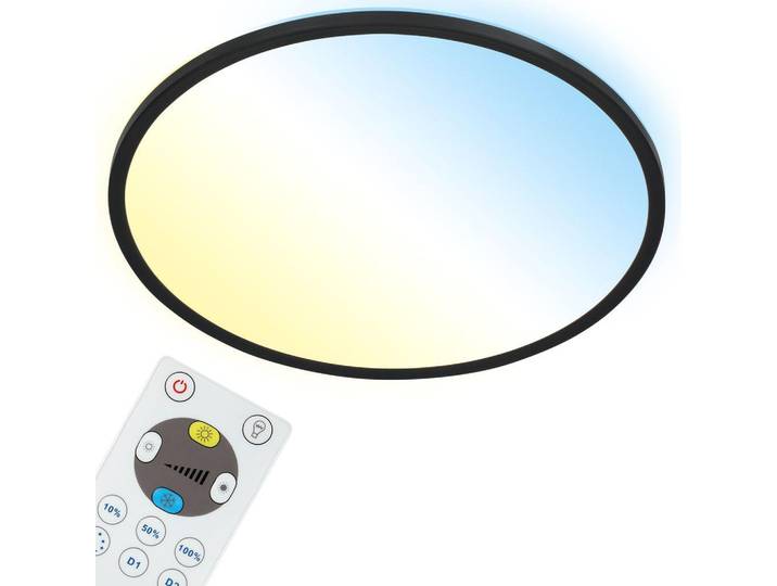 Panneau LED BRILONER LEUCHTEN SLIM\, 22 W\, 3000 lm\, IP20\, noir\, plastique\, dimmable\, avec télécommande\, Ø 42 cm
