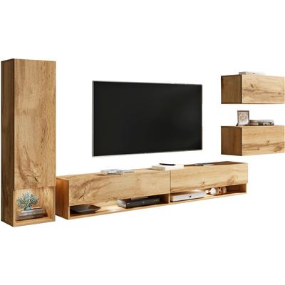 Wohnwand HOME AFFAIRE "Amadeo", braun (votan eichefarben), B:290cm H:130cm T:31cm, Kastenmöbel-Sets, Wohnwand