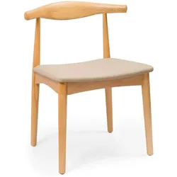 Stuhl Gotland mit Eschengestell und wasserdichtem Kissen in Beige für die Gastronomie. Innenmöbel für Bar, Restaurant und Café.