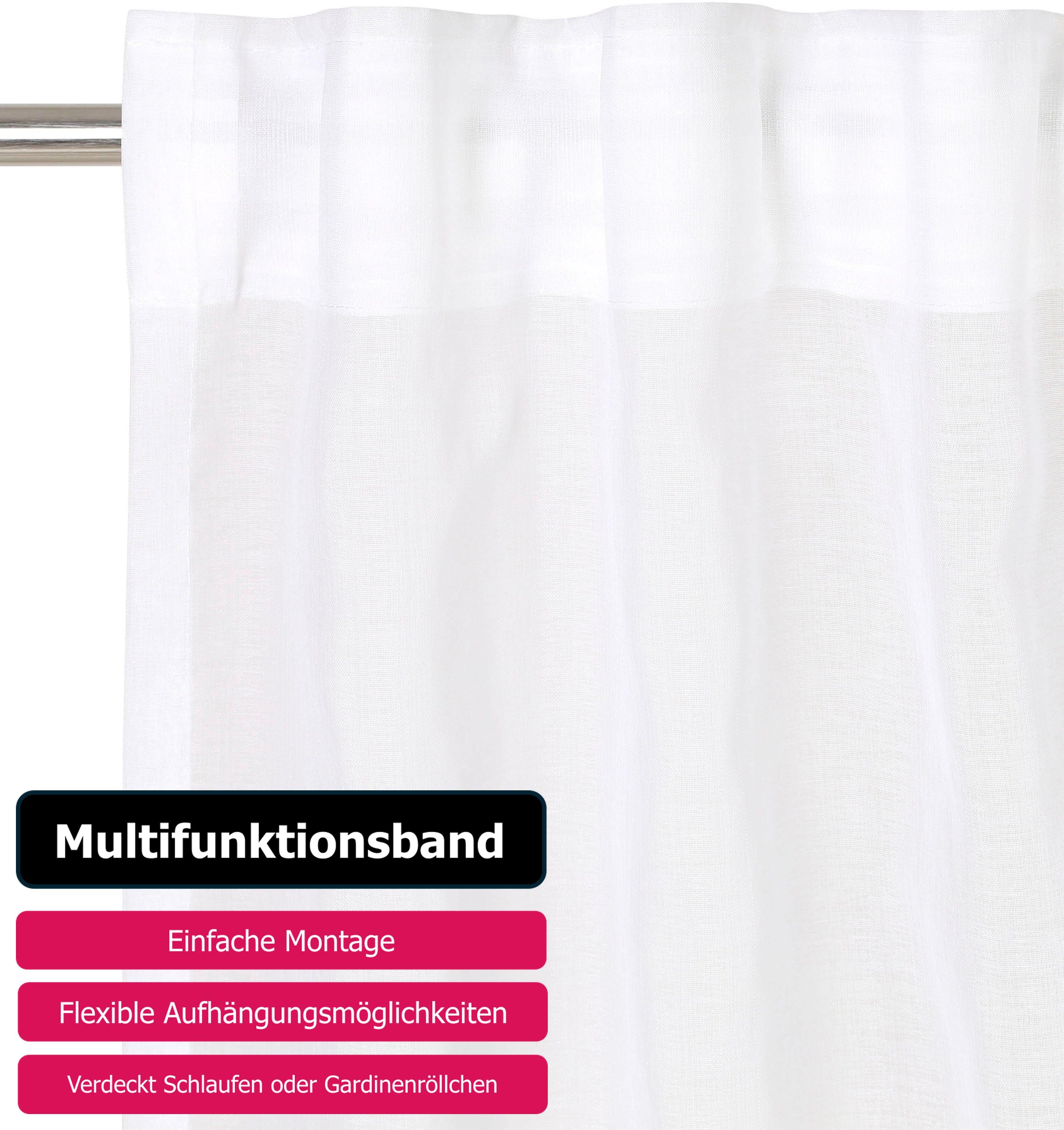 Gardine OTTO HOME "Dolly, 1er- und 2er-Set, transparent, Multiband" Gr. 4, beige (naturweiß), B:140cm H:245cm, Polyester, Gardinen, Gardine, gewebt, Polyester