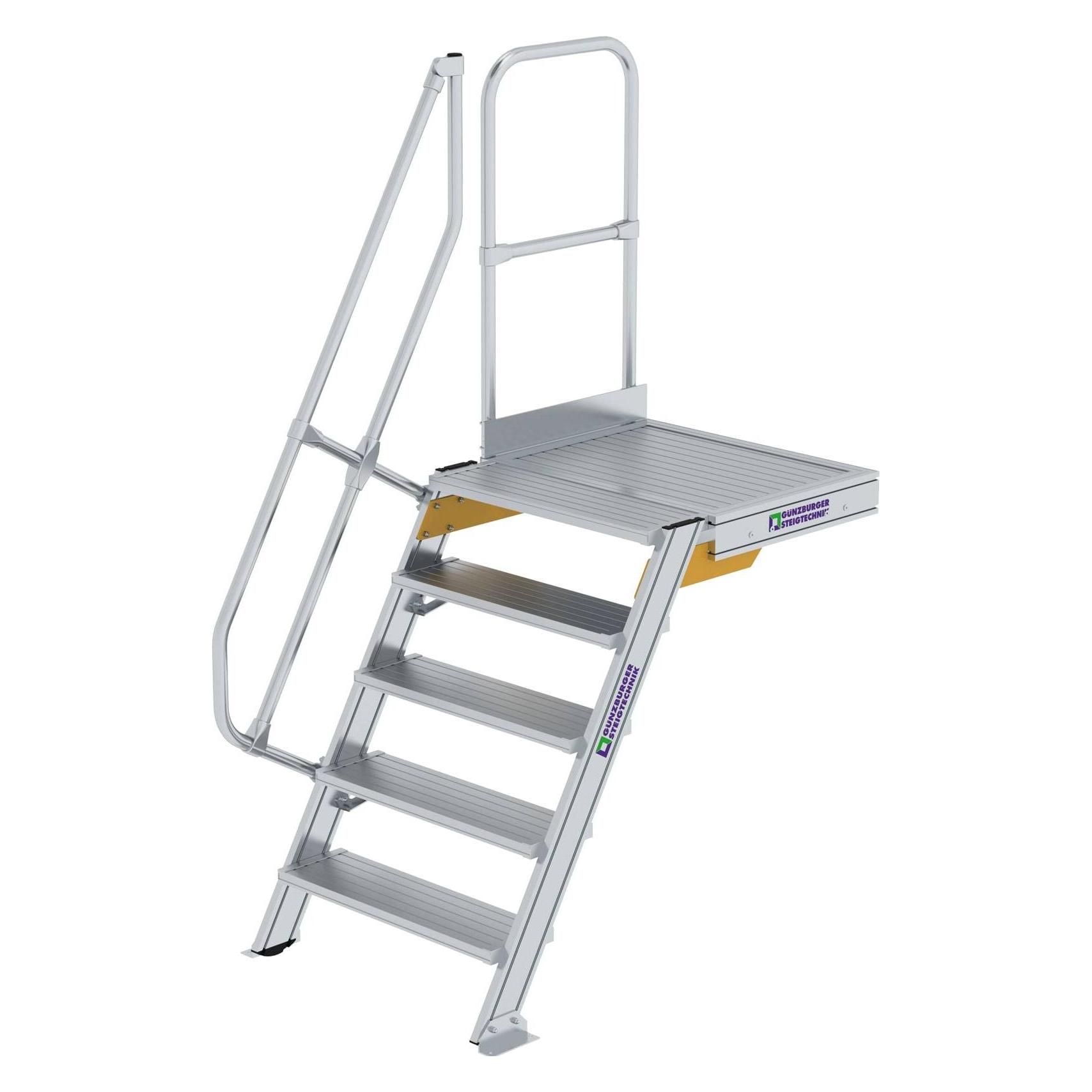 Munk Treppe mit Plattform 60° Stufenbreite 800 mm 5 Stufen Aluminium geriffelt (80 cm) (600385)