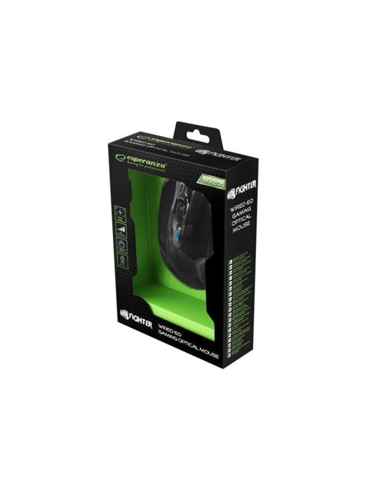 Esperanza MX205 FIGHTER - mouse - USB - green - Maus (Grün)