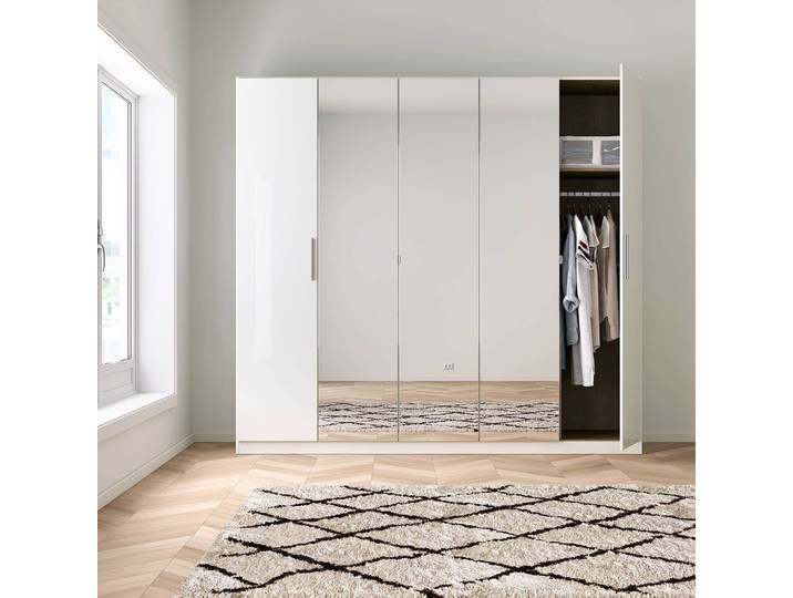 Armoire I 226 x 197cm Blanc/Blanc brillant/Blanc alpin