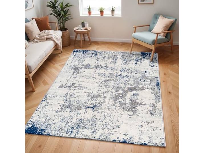 Livabliss Sarah Leyte Tapis 160x220 cm – Gris\, Ivoire\, Poil Ras\, Salon
