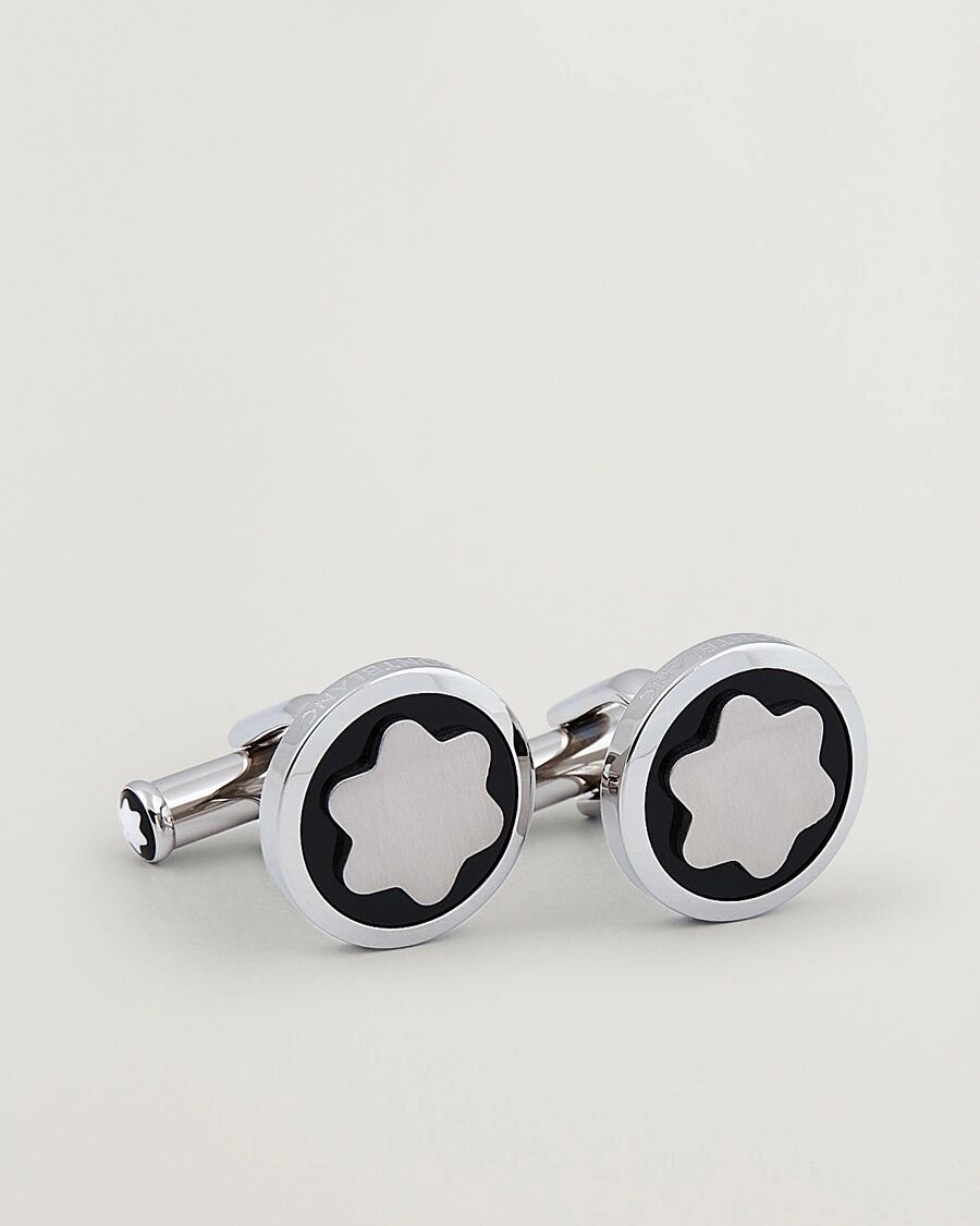 Montblanc Cufflinks Steel Snowcap Onyx