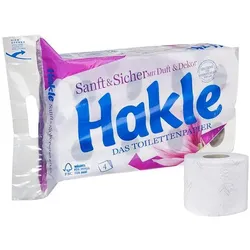 Hakle Toilettenpapier Sanft & Sicher 4-lagig 8 Rollen (1 Pack à 8 Rollen) weiß