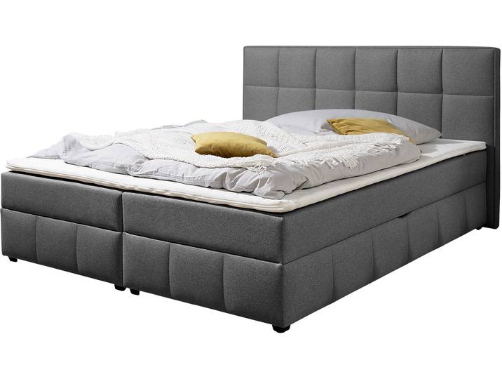 Boxbett HOME AFFAIRE Niemes inkl. Bettkasten und Topper, auch in Überlänge erhältlich , anthrazit, B:172cm L:230cm, Komplettbetten, Boxbett mit Bettkasten, inkl. Topper