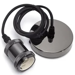 Aigostar E27 Lampenfassungen Pendelleuchte Hängelampe Vintage Nostalgie Retro Perlschwarz