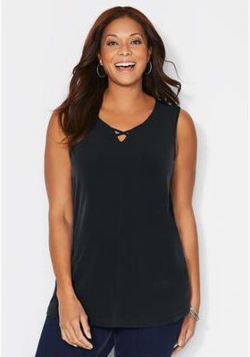 Plus Size Women's Crisscross Timeless Tank by Catherines in Black (Size 1XWP)