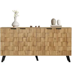 Sideboard 160x35x78 Holz mit 4 Türen verstellbare Einlegeböden Stauraum Schrank modernes Design Aufbewahrung Wohnzimmer Esszimmer