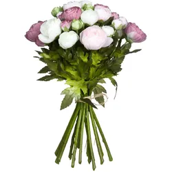 Mica Decorations, Kunstpflanzen, Ranunkeln Kunstblumenbukett - H35 x Ø26 cm - Rosa (35 cm)