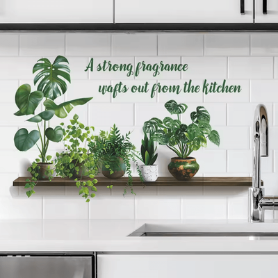 Uplift Curations Modern Plant Kitchen Wall Stickers Removable Quote Wall Art & Decorative Mural Modern Plant Kitchen Wall Stickers Removable Quote Wall Art & Decorative Mural