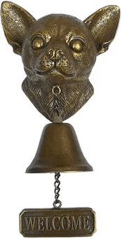 Inspire Picks Dog Theme Welcome Doorbell 3D Funny Bulldog Head Cast Iron Resin Hanging Bell k