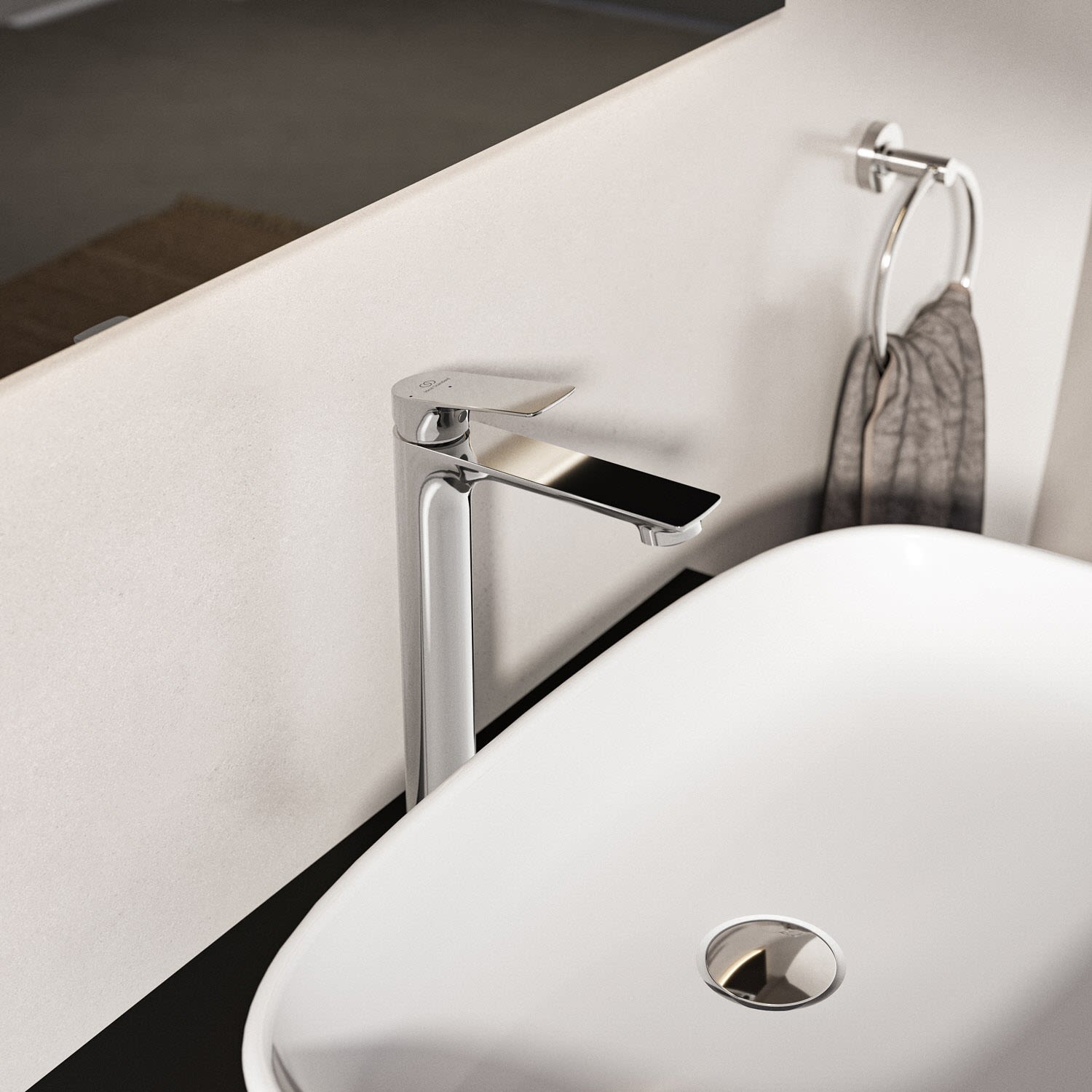 Ideal Standard C  Waschtischarmatur H240 Verlängerter Sockel BlueStart Push-Open Ventil