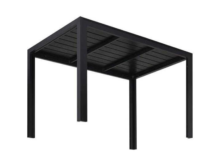 Table de Jardin Table de Balcon Table de Terrasse Table à manger d'extérieur Aluminium WPC 110x70cm Noir