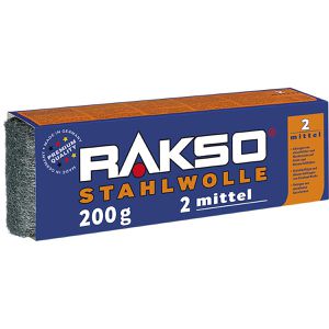 RAKSO Stahlwolle 010206, mittel 2, zum Reinigen und Schleifen, 200g