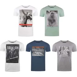 riverso Herren T-Shirt RIVCharly Regular Fit - Hellgrau Löwe (IJD) - 5XL