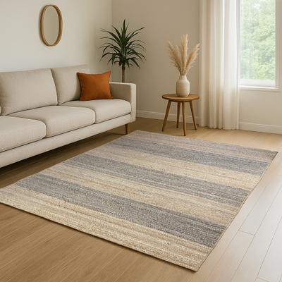 Teppich "Natural Bengal", beige (natur,taupe,grau), B:40cm H:10mm L:60cm, Jute, MYFLAIR MÖBEL & ACCESSOIRES, Teppiche, Teppich, Juteteppich, Wendeteppich, handgeflochten, gestreift, auch als Läufer