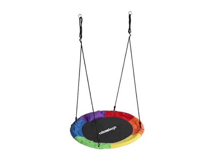 Relaxdays balançoire nid Ronde\, Coussin & poignées\, Enfants\, réglable\, extérieur\, Ø 100 cm\, jusqu'à 100 kg\, Multicolore