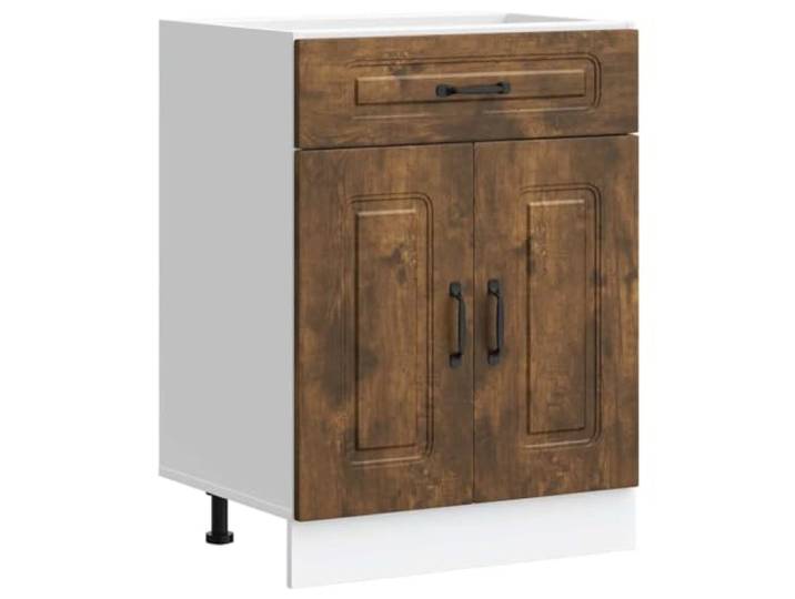 fsahslih Küchenunterschrank Kalmar Räuchereiche Holzwerkstoff 60 cm Kompakter Unterschrank für Küche und Speisekammer mit Schubboden, verstellbaren Füßen und robuster Holzoberfläche.