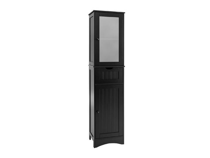 COSTWAY Hochschrank Badezimmerschrank schmal Holz 170cm mit Schublade, 4 Fächern