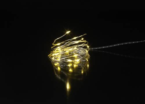 Sygonix SY-4722046 Mini-Lichterkette Innen batteriebetrieben Anzahl Leuchtmittel 20 LED Warmweiß Beleuchtete Länge: 2.2m Timer