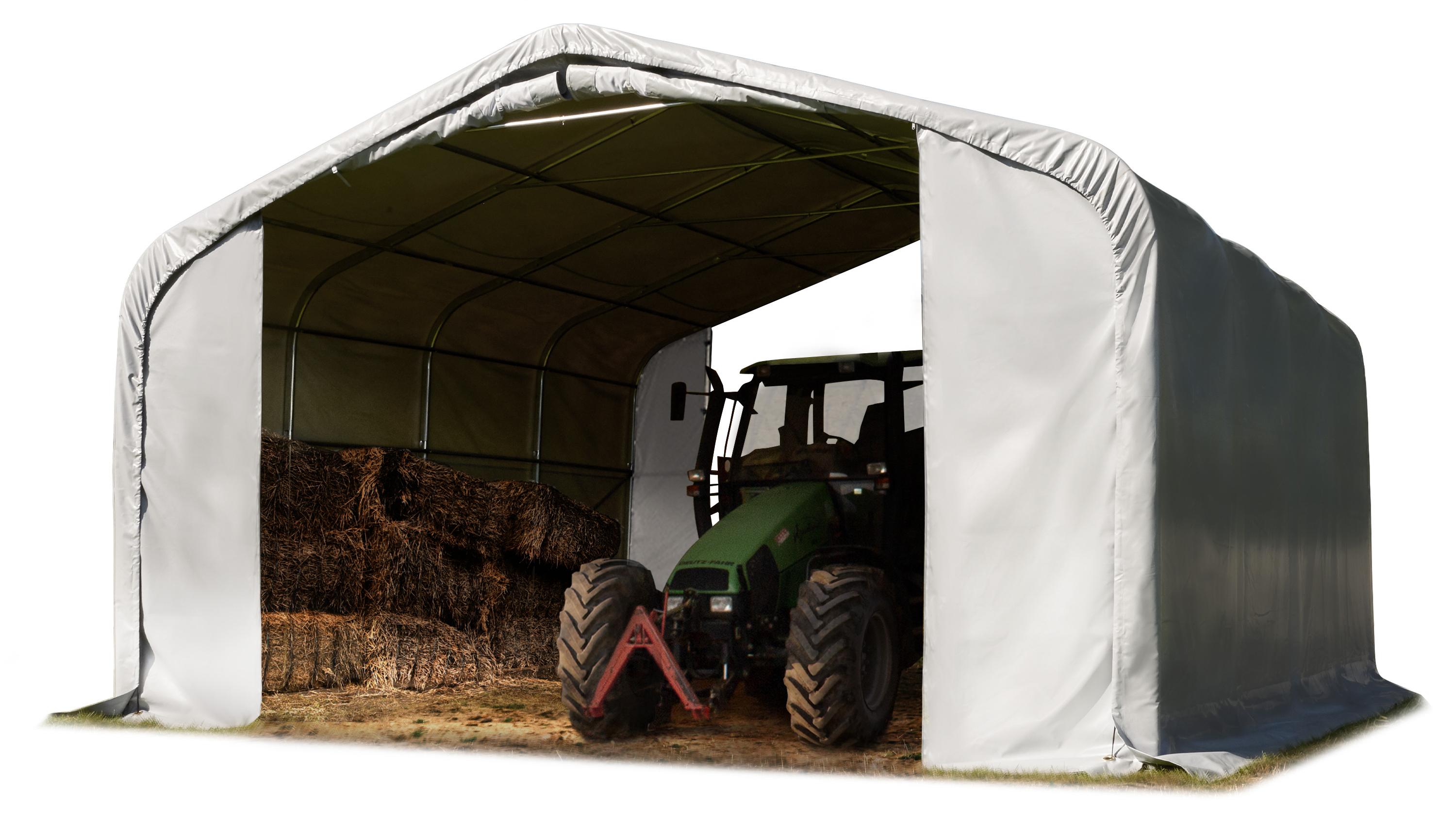 Weideunterstand 6x6 m PVC Plane 850N wetterfester Unterstand grau für Betonuntergrund