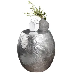Beistelltisch `Enns`: Orientalisch, Hammerschlag-Struktur, Aluminium. Silber, 42x42x42 cm | Kadima Design