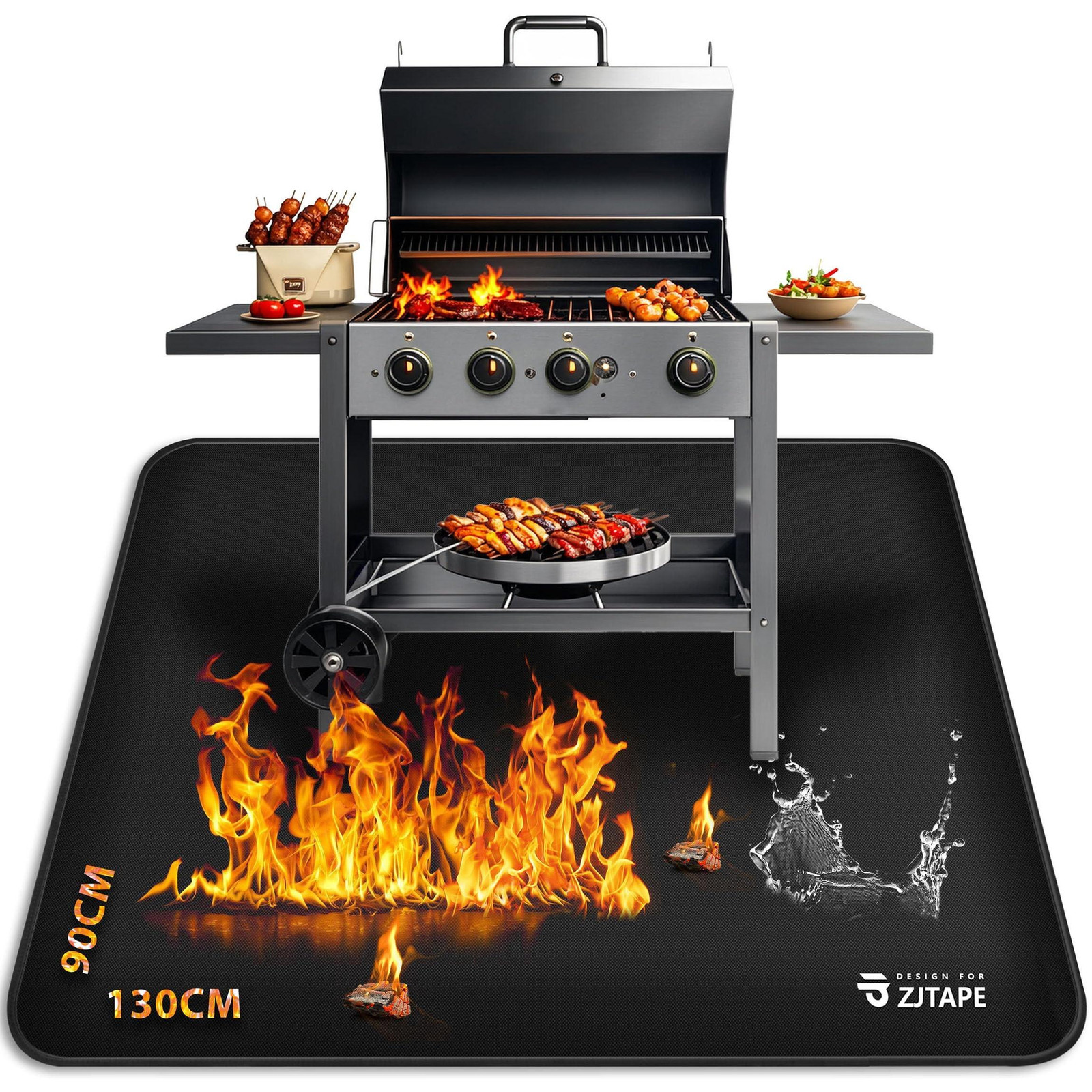 Elzusha Vuurvaste Grillmat voor BBQ en Open Vuur, 130 x 90 cm
