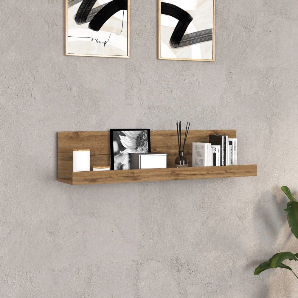 Whous Étagère murale 120 cm effet bois chêne Marron 120x28x25cm