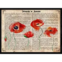 POSTER Vintage Roter Mohn . A4 Rahmenlos