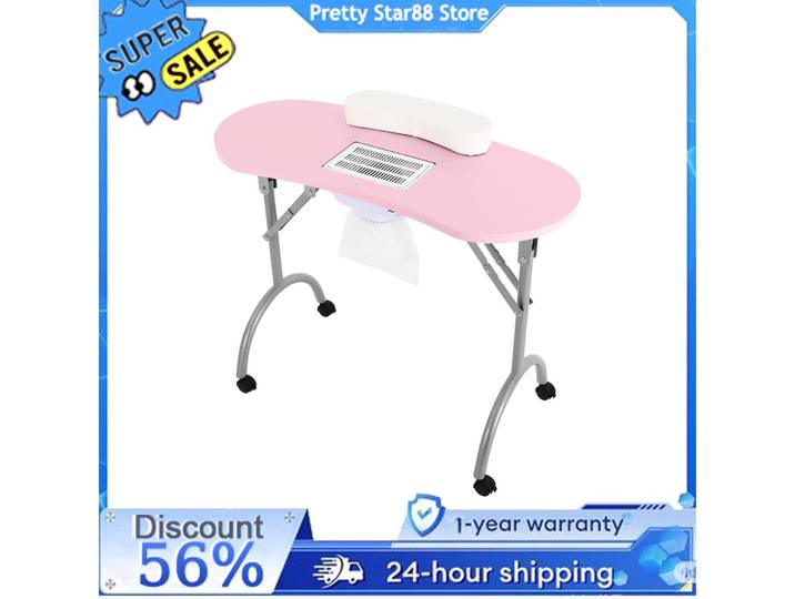 Bureau de manucure multifonctionnel, poste de travail, Table à ongles pliable et Portable avec ventouse/poignet/roues