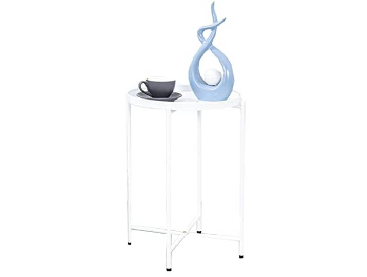 Runder Beistelltisch mit goldenem abnehmbarem Metalltablett(White)