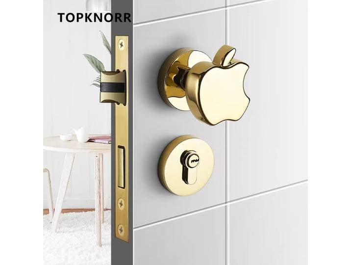 Serrure de porte intérieure en bois pour chambre à coucher, poignée de porte fendue muette dorée, serrure magnétique américaine, serrure de porte domestique, serrure de salle de pomme