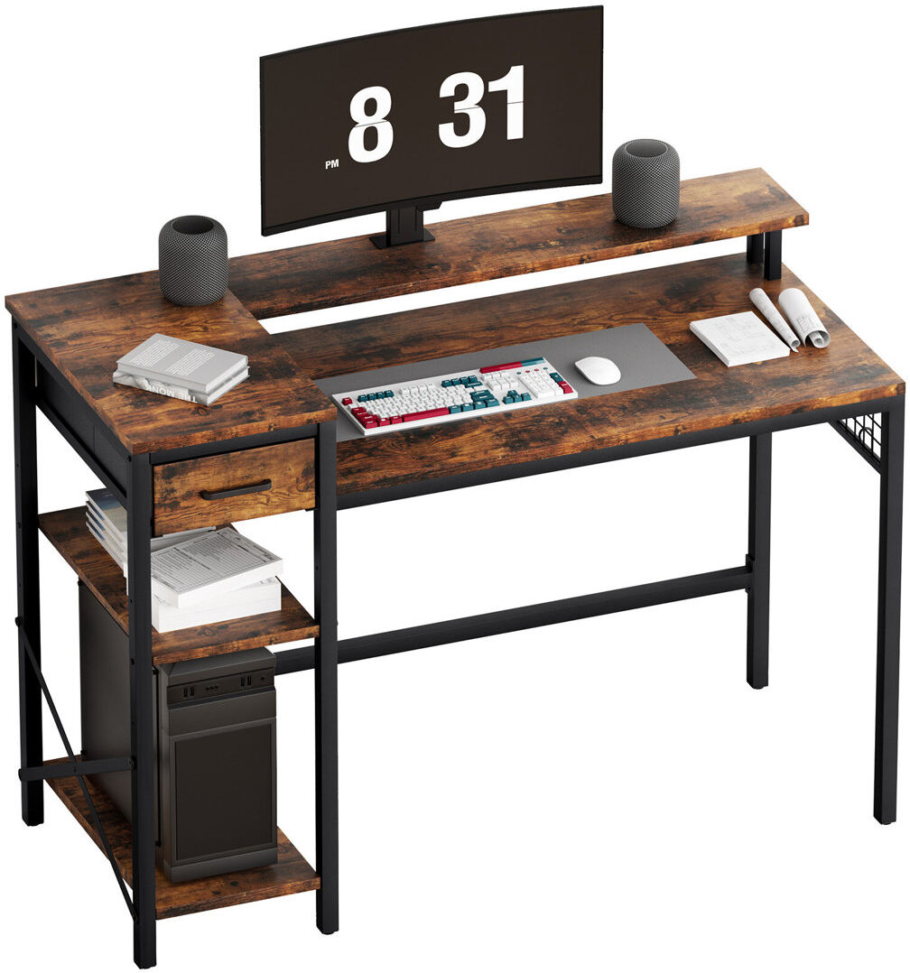 Borough Wharf Andrick Modular Synthetic Laminate Iron Computer Desk Brown