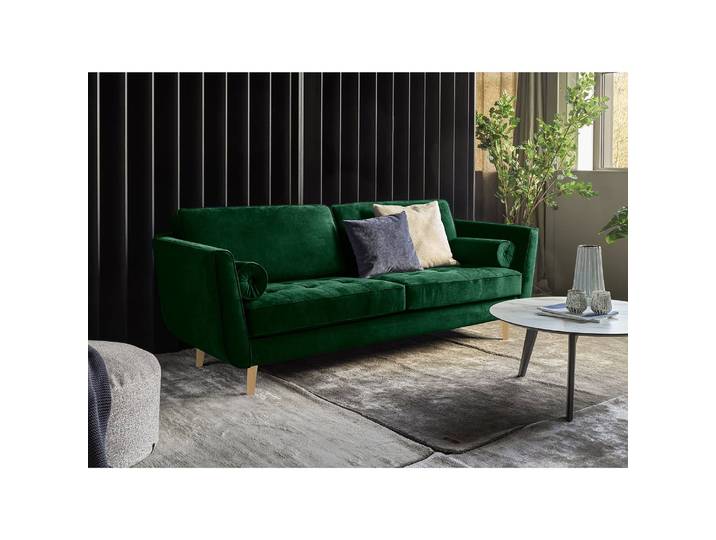 Sofa Vieux Lyon 3-Sitzer Grün/Smaragdgrün Microfaser Panja 226 x 85 x 96cm Industrial