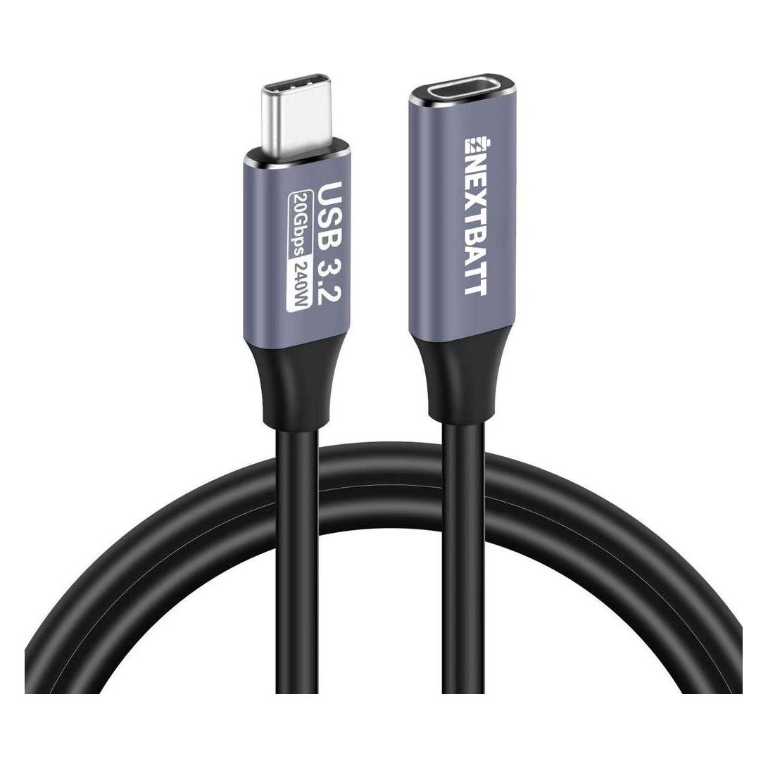 Nextbatt USB-C extension cable male to female 1m - black (1 m) (NB-EXC-1M)