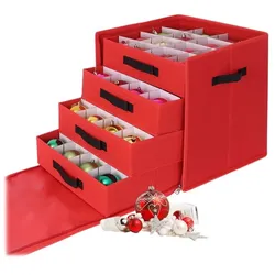Relaxdays Weihnachtskugel Aufbewahrungsbox Rot,Schwarz