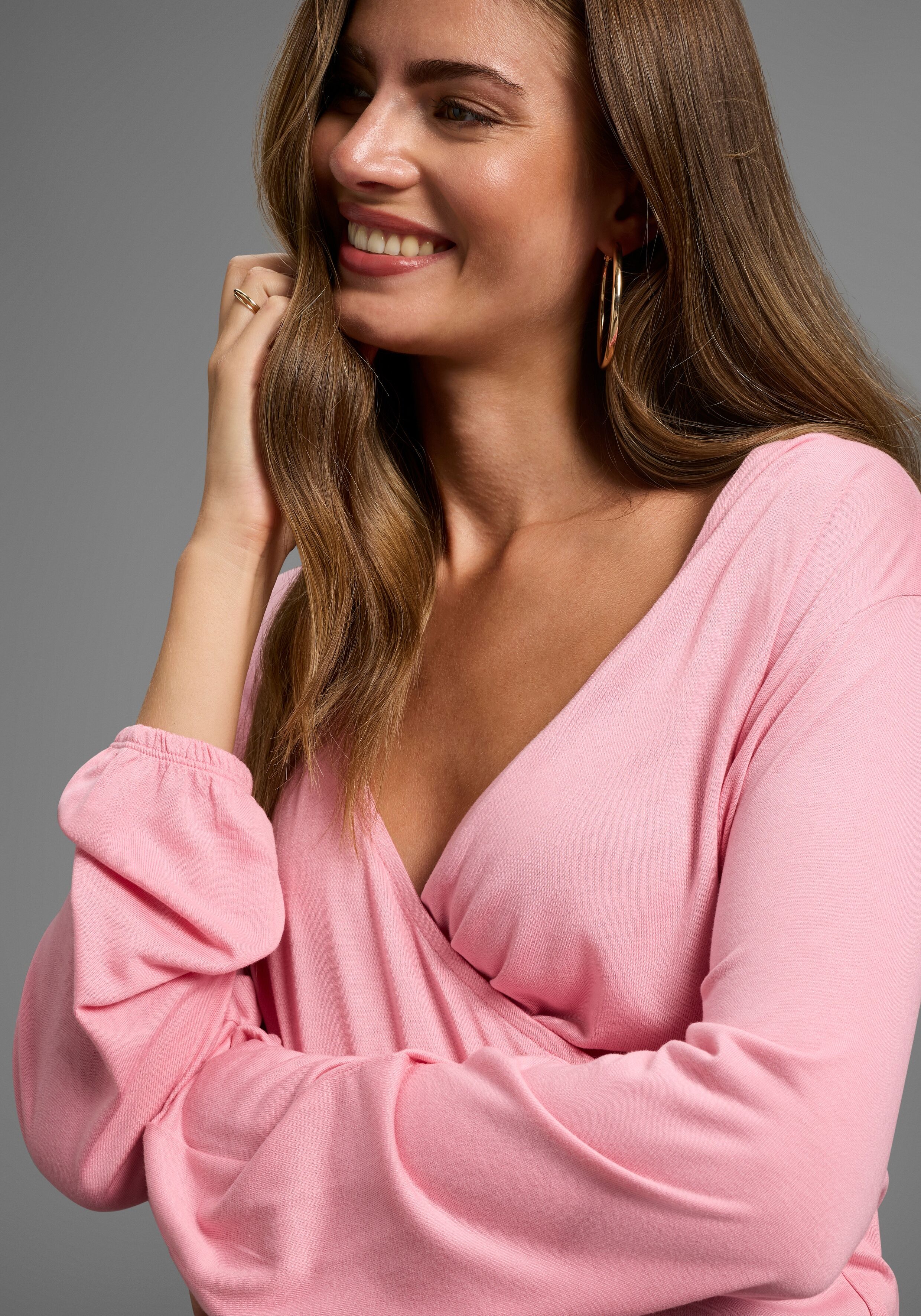 Umstandsshirt NEUN MONATE "Viskose-Stillshirt mit praktischem Ausschnitt", Damen, Gr. 44/46, rosa, Jersey, Obermaterial: 100% Viskose, unifarben, Basic, Basic hüftlang, V-Ausschnitt, mit Gummizug, Shirts Umstandsshirt, Umstands-Shirt für Schwangerschaft u