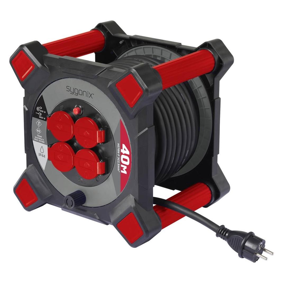 Sygonix SY-10236126 Kabeltrommel Schwarz Schutzkontakt-Stecker (40 m) (SY-10236126)