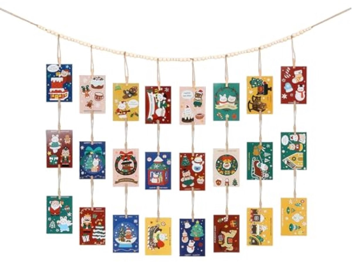 PromoHome Fotogirlande met 40 houten wasknijpers, veelkleurig, 132 cm