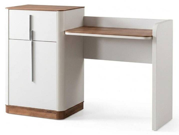 Xlmoebel Schminktisch Moderner Frisiertisch Weiß Holz Metall Großer Schminktisch Schrank (1-tlg)