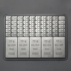 Silbertafel (5x 10g + 50x 1g Ag) "CombiBar-Mix"