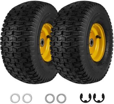 Costway 15 x 6.00-6 Tubeless Tires and Wheels 2 Pack 4 PR Tires-Yellow