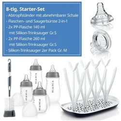 MiaMia, Babyflasche, 8-tlg. Starter-Set - 4 PP-Flaschen (140 ml)
