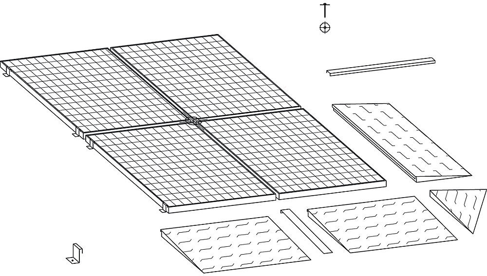 Auffahrecke für Stahl-Flachwanne, BxT 1150 x 1150 mm, verzinkt, Radlast max. 500 kg LaCont
