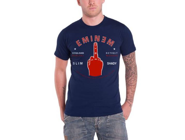 T-Shirt # L Blue Unisex # Detroit Finger