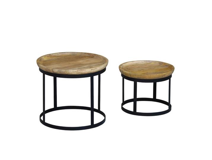 Beistelltisch Holz HATHAWAY rund 2-teilig natur/schwarz