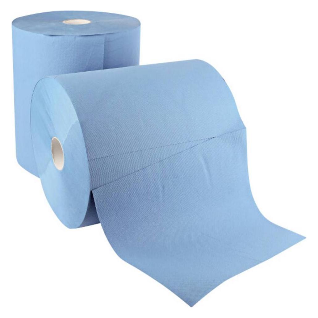 Hygoclean Putzrolle, 3-lagig, blau, 380 x 350 mm, 175 m 100% Recyclingpapier, perforiert für Einzelblattabnahm (2x) (304431)