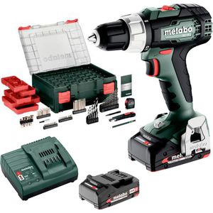 Metabo Akku-Bohrschrauber BS 18 L SET, 18V / 2,0Ah, mit 2 Akkus, Zubehör-Set & Koffer